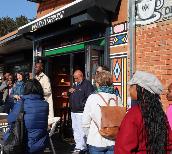 MaxProf at Vilakazi Espresso in Soweto with Tour Guide Tebogo