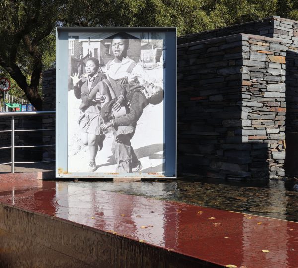 Picture of Mbuyiseni Makhubo carrying Hector Pieterson's lifeless body to the nearest medical centre, at the Hector Pieterson Memorial Site