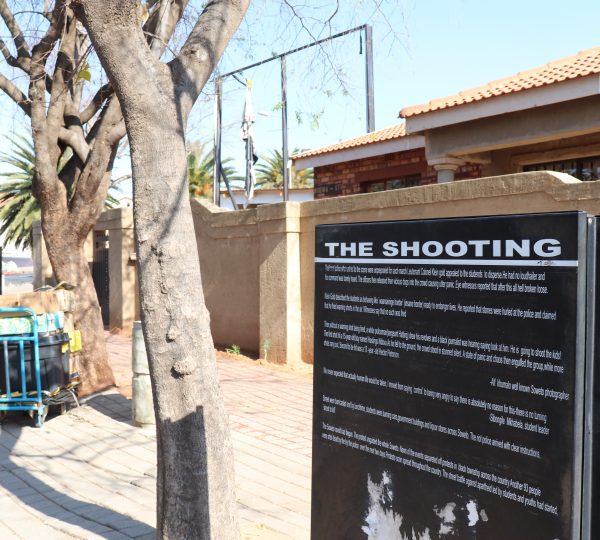 Story board of where the first shooting from the 1976 Soweto Student Upsrisings